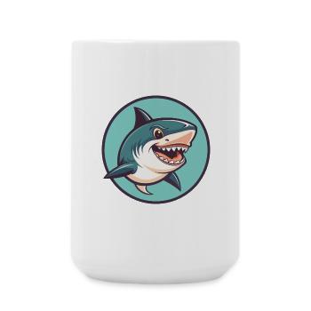 Shark Kawaii Cartoon Character Animal Pet Face - Large Mug 440 ml - white - Front