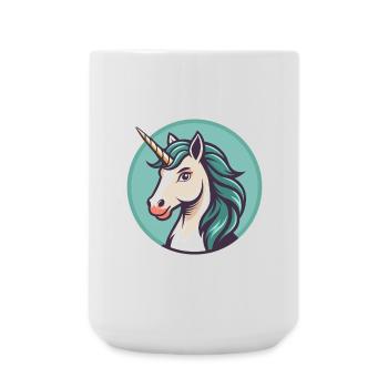 Licorne Kawaii Dessin animé Personnage Animal Animal Visage - Grande tasse 440 ml - blanc - Devant