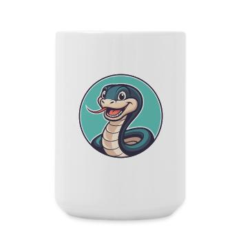 Snake Kawaii Cartoon Character Animal Pet Face - Large Mug 440 ml - white - Front
