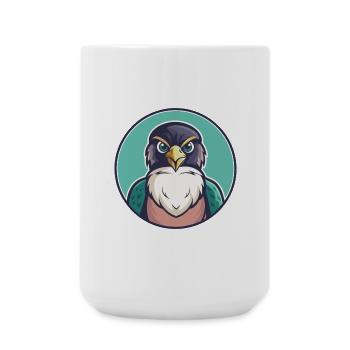 Faucon Kawaii Dessin animé Personnage Animal Animal Visage - Grande tasse 440 ml - blanc - Devant