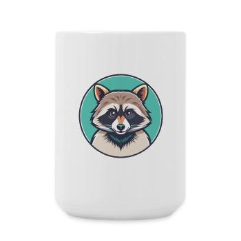 Raccoon Kawaii Cartoon Character Animal Pet Face - Large Mug 440 ml - white - Front