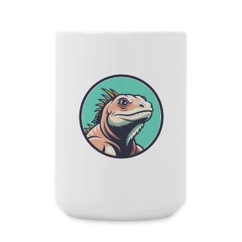 Leguan Kawaii Cartoon Figur Tier Haustier Gesicht - Große Tasse 440 ml - Weiß - Vorne