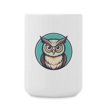 hibou kawaii dessin animé personnage animal visage d’animal - Grande tasse 440 ml - blanc - Devant