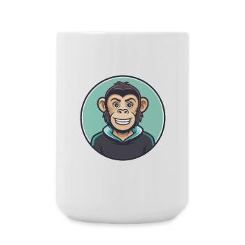 Affe Kawaii Cartoon Figur Tier Haustier Gesicht - Große Tasse 440 ml - Weiß - Vorne