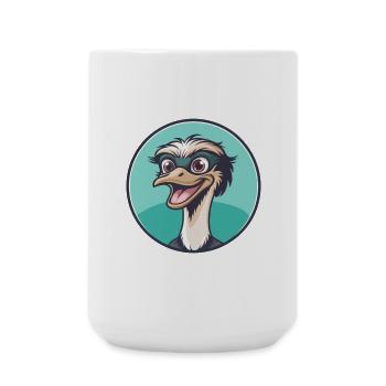 autruche kawaii dessin animé personnage animal visage d’animal - Grande tasse 440 ml - blanc - Devant