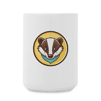 Dachs Kawaii Zeichentrickfigur Tier Haustier Gesicht - Große Tasse 440 ml - Weiß - Vorne