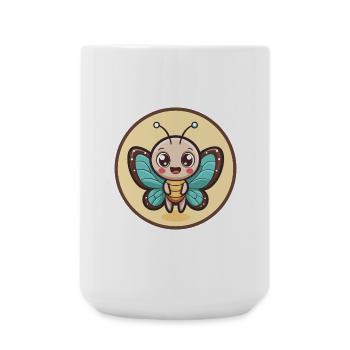 papillon kawaii dessin animé personnage animal visage d’animal - Grande tasse 440 ml - blanc - Devant