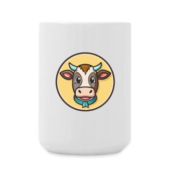 vache kawaii dessin animé personnage animal visage d’animal de compagnie - Grande tasse 440 ml - blanc - Devant