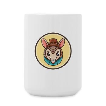 Armadillo Kawaii Cartoon Character Animal Pet Face - Large Mug 440 ml - white - Front