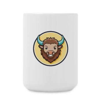Bison Kawaii Dessin animé Personnage Animal Visage D’animal De Compagnie - Grande tasse 440 ml - blanc - Devant