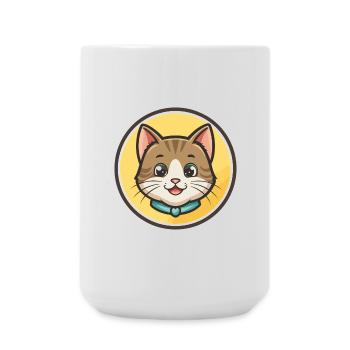 Katze Kawaii Cartoon Figur Tier Haustier Gesicht - Große Tasse 440 ml - Weiß - Vorne