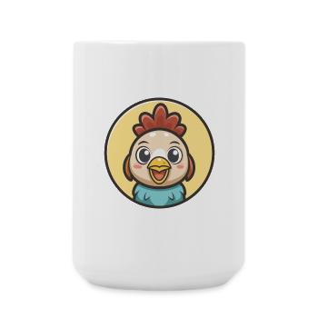 poulet kawaii dessin animé personnage animal visage d’animal - Grande tasse 440 ml - blanc - Devant