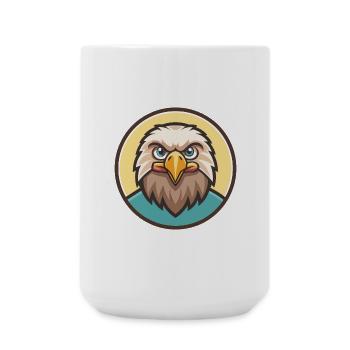 Eagle Kawaii Cartoon Character Animal Pet Face - Large Mug 440 ml - white - Front
