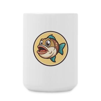 Fish Kawaii Cartoon Character Animal Pet Face - Large Mug 440 ml - white - Front