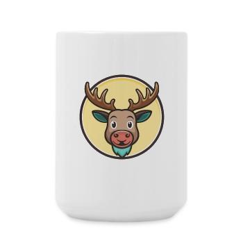 Elch Kawaii Cartoon Figur Tier Haustier Gesicht - Große Tasse 440 ml - Weiß - Vorne