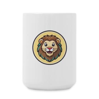 Lion Kawaii Cartoon Character Animal Pet Face - Large Mug 440 ml - white - Front