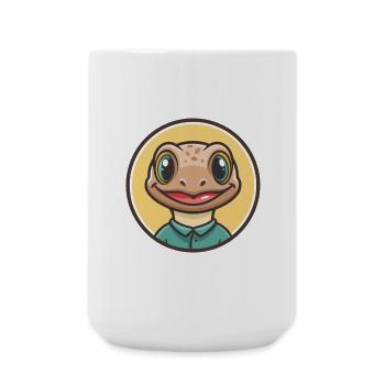 Eidechse Kawaii Cartoon Figur Tier Haustier Gesicht - Große Tasse 440 ml - Weiß - Vorne