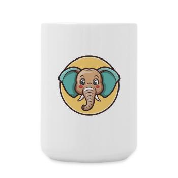 Elefant Kawaii Cartoon Figur Tier Haustier Gesicht - Große Tasse 440 ml - Weiß - Vorne
