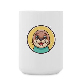 Siegel Kawaii Cartoon Figur Tier Haustier Gesicht - Große Tasse 440 ml - Weiß - Vorne