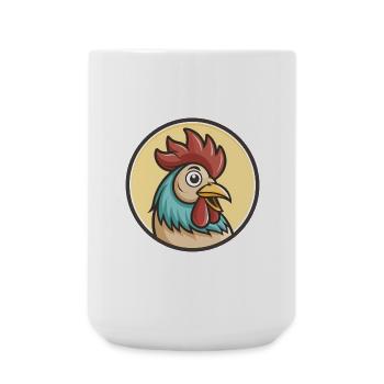Rooster Kawaii Cartoon Character Animal Pet Face - Large Mug 440 ml - white - Front