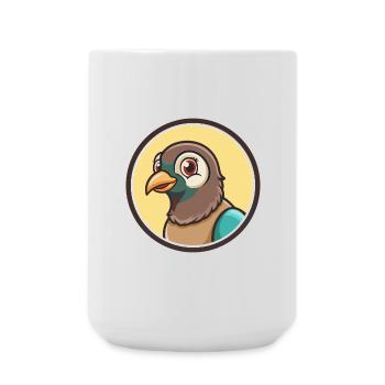 Taube Kawaii Cartoon Figur Tier Haustier Gesicht - Große Tasse 440 ml - Weiß - Vorne