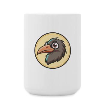 Raven Kawaii Cartoon Character Animal Pet Face - Large Mug 440 ml - white - Front
