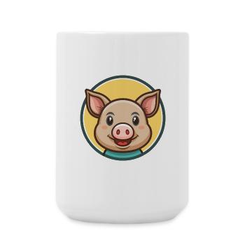 Schwein Kawaii Cartoon Figur Tier Haustier Gesicht - Große Tasse 440 ml - Weiß - Vorne