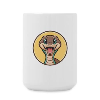 Snake Kawaii Cartoon Character Animal Pet Face - Large Mug 440 ml - white - Front