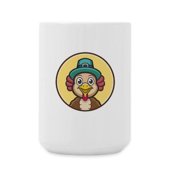 Turkey Kawaii Cartoon Character Animal Pet Face - Large Mug 440 ml - white - Front