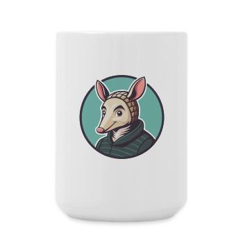 Armadillo Kawaii Cartoon Character Animal Pet Face - Large Mug 440 ml - white - Front