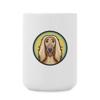 Chien de race de chien lévrier afghan dessin animé kawaii clipart animal de compagnie - Grande tasse 440 ml - blanc - Devant
