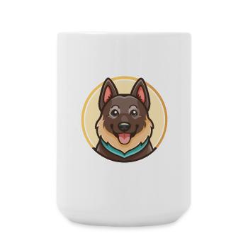 Black Norwegian Elkhound Dog Breed Cartoon Kawaii - Large Mug 440 ml - white - Front