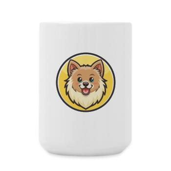 Chien Spitz danois, dessin animé Kawaii, clipart pour animaux de compagnie - Grande tasse 440 ml - blanc - Devant
