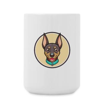 Pinscher allemand race chien dessin animé Kawaii Clipart - Grande tasse 440 ml - blanc - Devant