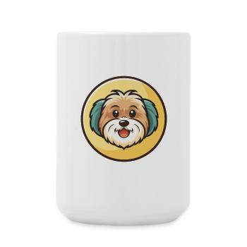 Race de chien havanais Dessin animé coloré Kawaii Clipart - Grande tasse 440 ml - blanc - Devant