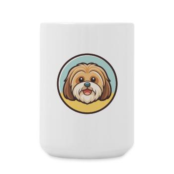 Lhasa Apso Hund Rasse Cartoon Kawaii Clipart Tier - Große Tasse 440 ml - Weiß - Vorne