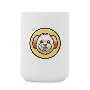 Chien maltais race dessin animé personnage Kawaii Clipart - Grande tasse 440 ml - blanc - Devant