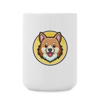 Chien de berger islandais Race de chien Dessin animé Kawaii - Grande tasse 440 ml - blanc - Devant