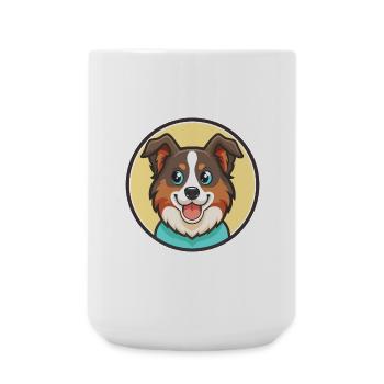 Miniatur American Shepherd Hund Rasse Cartoon Haustier - Große Tasse 440 ml - Weiß - Vorne