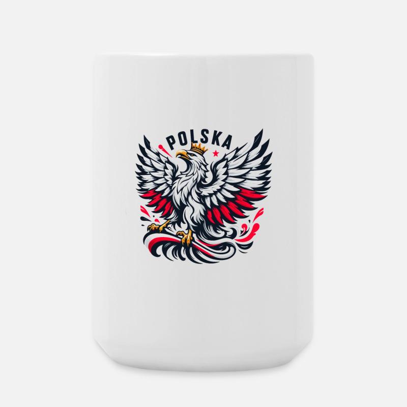 Poland Polska Polish Red White Eagle Crown Gift - Large Mug 440 ml - white
