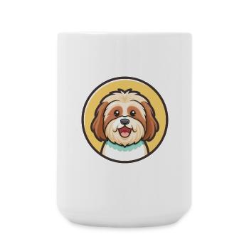 Tibétain Kyi Apso Chien Race Dessin animé Kawaii Clipart - Grande tasse 440 ml - blanc - Devant