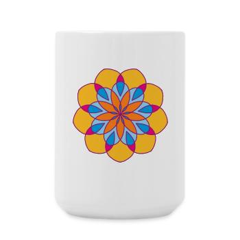 Yoga Mandala Sonne Meditation om Namaste Shanti - Große Tasse 440 ml - Weiß - Vorne