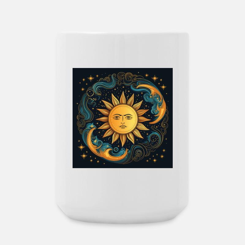 Solar Moon Cycle Cosmic Art - Large Mug 440 ml - white