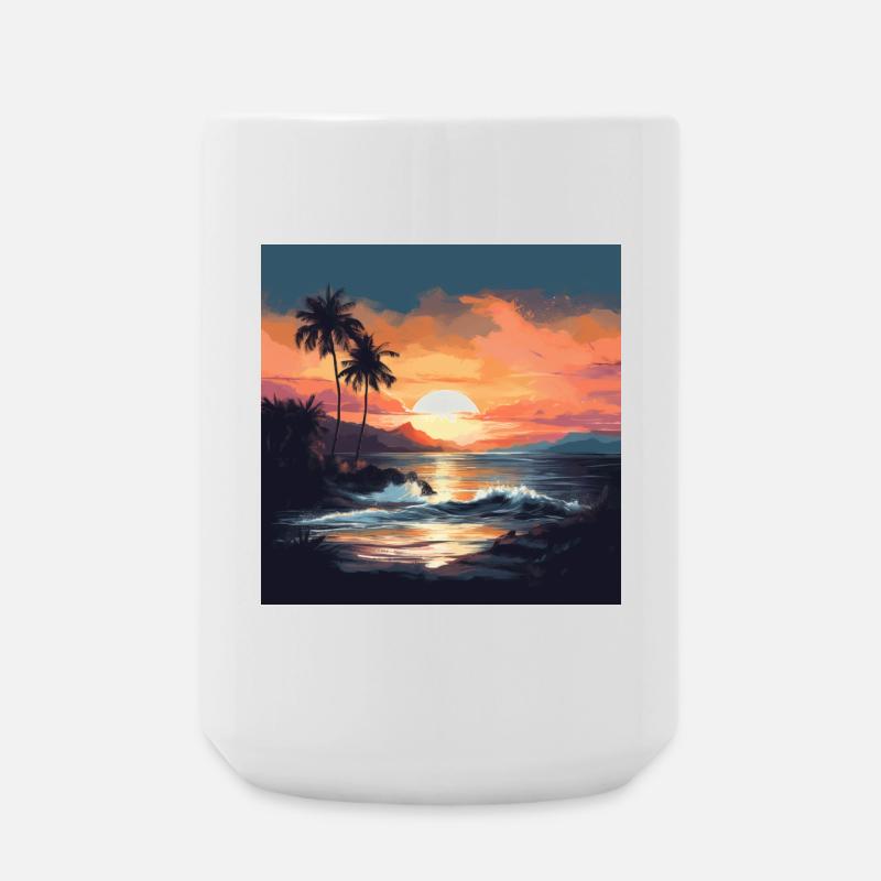 Tropical sunset on the beach - Large Mug 440 ml - white