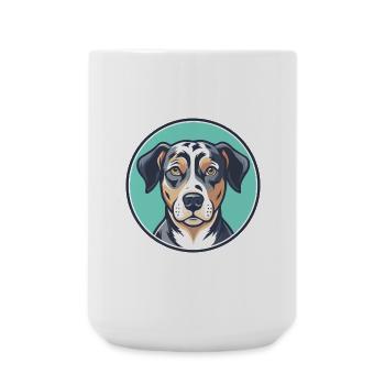 Catahoula Leopard Hund Rasse Cartoon Kawaii Clipart - Große Tasse 440 ml - Weiß - Vorne