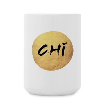 Yoga Kreis Gold Chi Namaste om Shanti deluxe Yogi - Große Tasse 440 ml - Weiß - Vorne