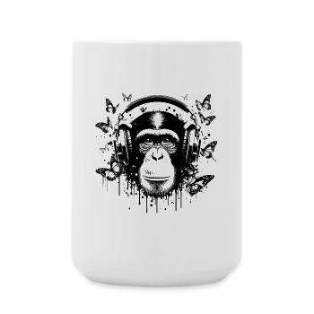 GROOVIN' MONKEY MIT KOPFHÖRERN - Große Tasse 440 ml - Weiß - Vorne