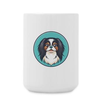 Japonais Menton Chien Race Dessin Animé Kawaii Clipart Animal de compagnie - Grande tasse 440 ml - blanc - Devant