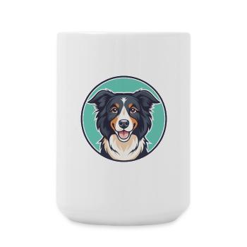 Chien de berger picard, race de chien, dessin animé, Kawaii, Clipart - Grande tasse 440 ml - blanc - Devant