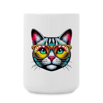 Puss with sunglasses - Large Mug 440 ml - white - Front